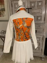 Orange Equestrian / White Denim Jacket