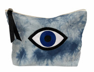 Evil Eye Blue Tye Dye Canvas Pouch