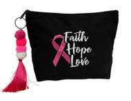 Faith Love Hope - Black Canvas Pouch