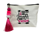 This Girl Fought and Won - White Canvas Pouch