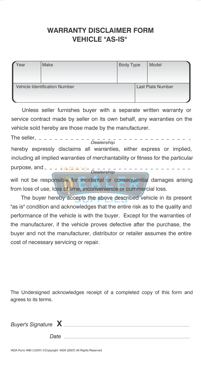 warranty disclaimer form scansnap
