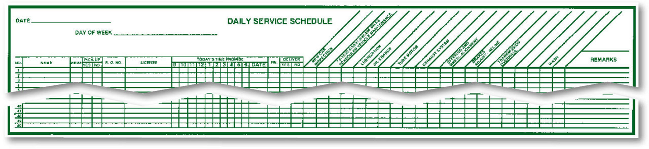 daily service schedule form rs67r daily schedule form