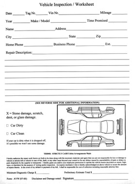 Vehicle Inspection Worksheet Form# AVW