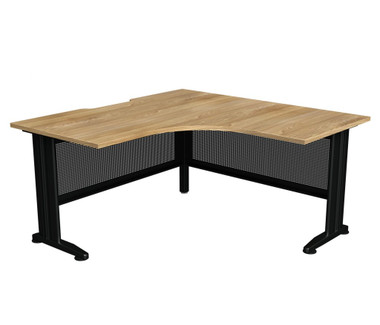 Taskfurn cSPACE Radius Corner Workstation - Wild Oak Top - Black Frame