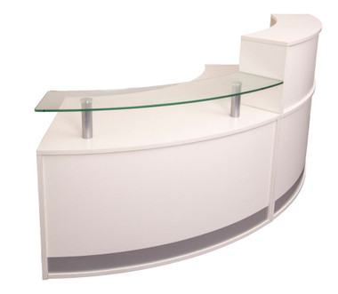 Modular Reception Counter with Full Height Reception Hob & Counter with Half Height Glass Shelf
2 Piece Set