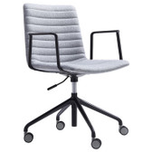 Rand Meeting Chair - Grey Fabric Seat With Arms