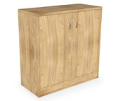 Taskfurn Hinged Door Locking Credenza - 900L - Wild Oak