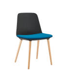 Layla Meeting Chair - Black Shell - Denim Fabric Seat Pad