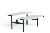 Taskfurn Round Leg Electric Height Desk Back to Back - White/Black