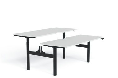 Taskfurn Round Leg Electric Height Desk Back to Back - White/Black