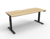 Peak Electric Height Adjustable Desk - Black Frame - Natural Oak Top