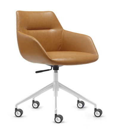 Dahlia 5 Star Chair - Tan PU - White Base