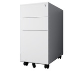 Taskfurn Steel Slimline 3 Drawer Mobile Pedestal - White 