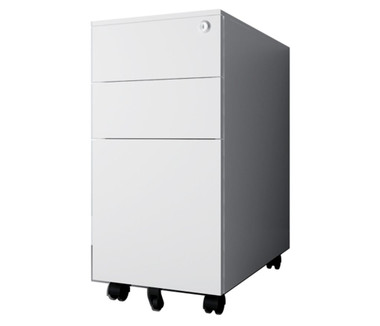 Taskfurn Steel Slimline 3 Drawer Mobile Pedestal - White 