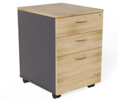 Taskfurn 2 Drawer + 1 File Mobile Pedestal - Wild Oak/Ironstone