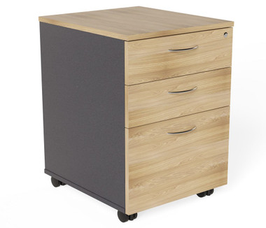 Taskfurn 2 Drawer + 1 File Mobile Pedestal - Wild Oak/Ironstone