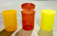 Mix of 3 different colored storage containers; transparent ORANGE, YELLOW, and RED