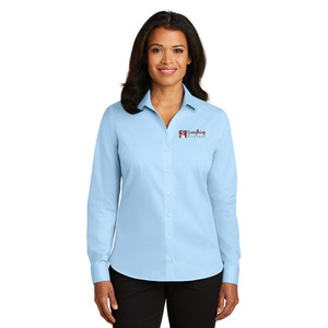 EVERYTHING KITCHENS - FULL COLOR EMBROIDERED LOGO - No-Iron Twill LADIES Shirt - Heritage Blue