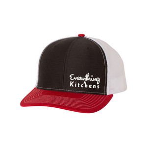 EVERYTHING KITCHENS - TEXT EMBROIDERY - Richardson Snap Back Trucker Cap - Black/White/Red