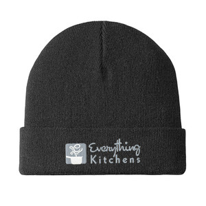EVERYTHING KITCHENS - GREY/WHITE EMBROIDERED LOGO - Knit Cuffed Beanie - Black