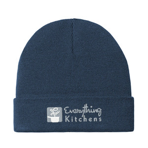 EVERYTHING KITCHENS - GREY/WHITE EMBROIDERED LOGO - Knit Cuffed Beanie - Dress Blue Navy