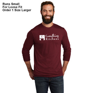 EVERYTHING KITCHENS - WHITE FULL FRONT LOGO - Eco-Friendly Tri-Blend Long Sleeve Tee - Vino Red