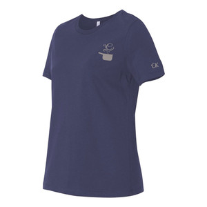 EVERYTHING KITCHENS - GREY - FLC PAN, BACK TEXT, SLEEVE EK - Super Soft LADIES RELAXED FIT Cotton Jersey Tee - Navy