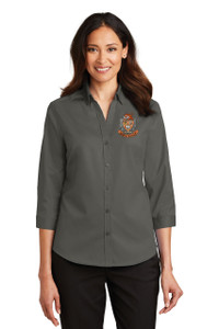 Brentsville EMBROIDERED Ladies Port Authority 3/4-Sleeve SuperPro Twill Shirt - STERLING GREY
