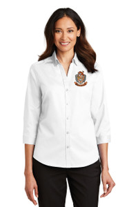 Brentsville EMBROIDERED Ladies Port Authority Ladies 3/4-Sleeve SuperPro Twill Shirt - WHITE