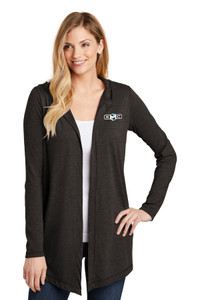 SMC EMBROIDERED Ladies Hooded Open Cardigan - Black Frost