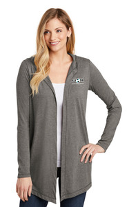 SMC EMBROIDERED Ladies Hooded Open Cardigan - Grey Frost