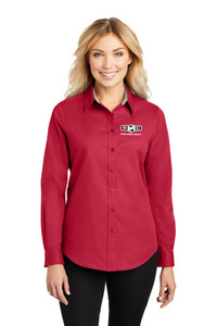 SMC EMBROIDERED Ladies Long Sleeve Easy Care Dress Shirt - Red/Light Stone