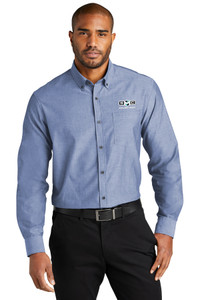 SMC EMBROIDERED Mens Long Sleeve Chambray Easy Care Shirt - Moonlight Blue