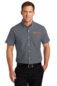 Village Inn Men's Short Sleeve SuperPro Oxford Shirt - Black