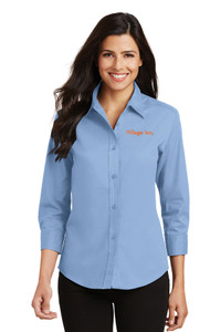 Village Inn Ladies 3/4-Sleeve Easy Care Shirt - Light Blue