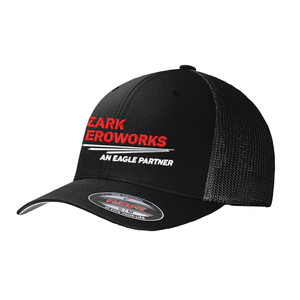 Ozark Aeroworks EMBROIDERED CAP FRONT RED & WHITE AN EAGLE PARTNER - Flexfit® Mesh Back Cap - Black/Black