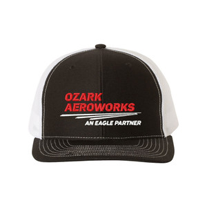 Ozark Aeroworks EMBROIDERED CAP FRONT RED & WHITE AN EAGLE PARTNER - Richardson 112 Trucker Cap - Black/White