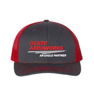 Ozark Aeroworks EMBROIDERED CAP FRONT RED & WHITE AN EAGLE PARTNER - Richardson 112 Trucker Cap - Charcoal/Red