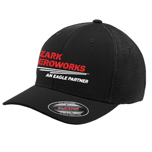 Ozark Aeroworks EMBROIDERED RED & WHITE AN EAGLE PARTNER - Flexfit ® Air Mesh Back Cap - Black/Black