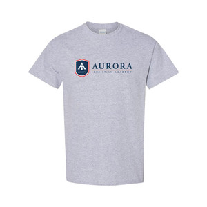 Aurora Christian Academy FULL FRONT ACADEMIC WORDMARK - Basic Unisex Tee - Sport Grey