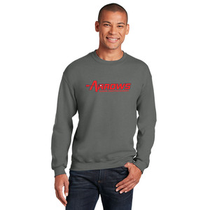 Aurora Christian Academy FULL FRONT RED ATHLETIC WORDMARK - Unisex Fleece Crewneck Sweatshirt - Charcoal