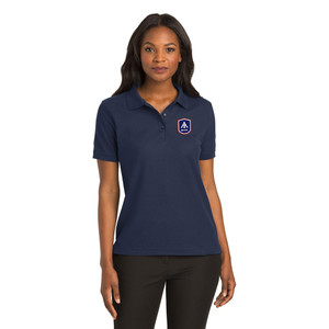 Aurora Christian Academy EMBROIDERED FLC ACADEMIC BADGE - Ladies Silk Touch Polo - Navy