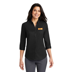 VAEA EMBROIDERED LOGO Ladies 3/4 Sleeve SuperPro Shirt - Black