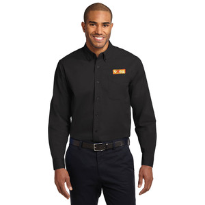 VAEA EMBROIDERED LOGO Mens Long Sleeve Button-Up Shirt - Black/Light Stone