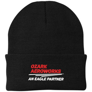 Ozark Aeroworks EMBROIDERED RED & WHITE AN EAGLE PARTNER - Beanie w/Cuff - Black