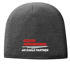 Ozark Aeroworks EMBROIDERED RED & WHITE AN EAGLE PARTNER - Fleece-Lined Beanie - Athletic Oxford