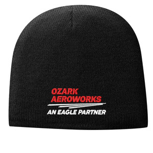 Ozark Aeroworks EMBROIDERED RED & WHITE AN EAGLE PARTNER - Fleece-Lined Beanie - Black