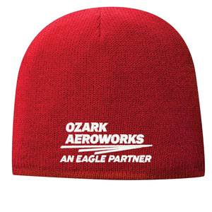 Ozark Aeroworks EMBROIDERED RED & WHITE AN EAGLE PARTNER - Fleece-Lined Beanie - Athletic Red