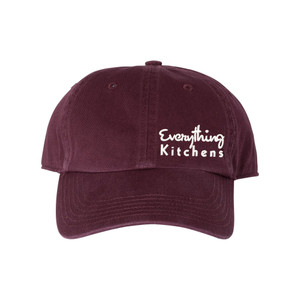 *NEW* EVERYTHING KITCHENS - WHITE TEXT EMBROIDERY - Richardson Washed Chino Cap - Maroon
