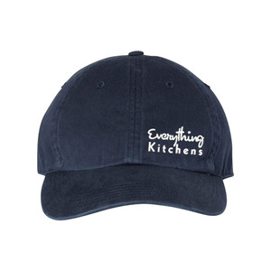*NEW* EVERYTHING KITCHENS - WHITE TEXT EMBROIDERY - Richardson Washed Chino Cap - Navy